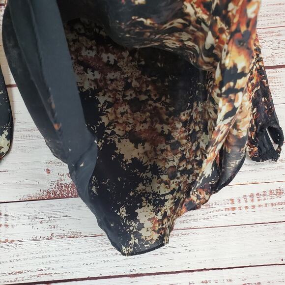 Intermix Silk Fairy Black Floral Dress Sm Asymmetric Layers Sheer Flowy Romantic - Picture 8 of 16